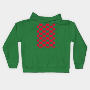 Christmas Holidays, Green and Red, Y2K Checkboard Kids Hoodie